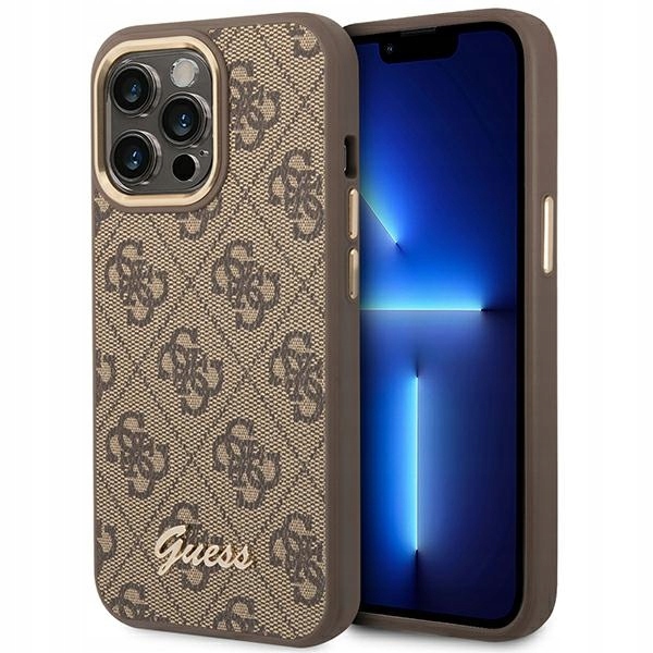 Guess 4G Metal Camera Outline Case - Etui iPhone 14 Pro (Brązowy)