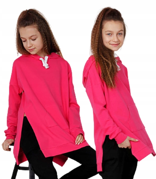 Qba Kids - Bluza Długa Oversize - RÓŻOWA - PL 140