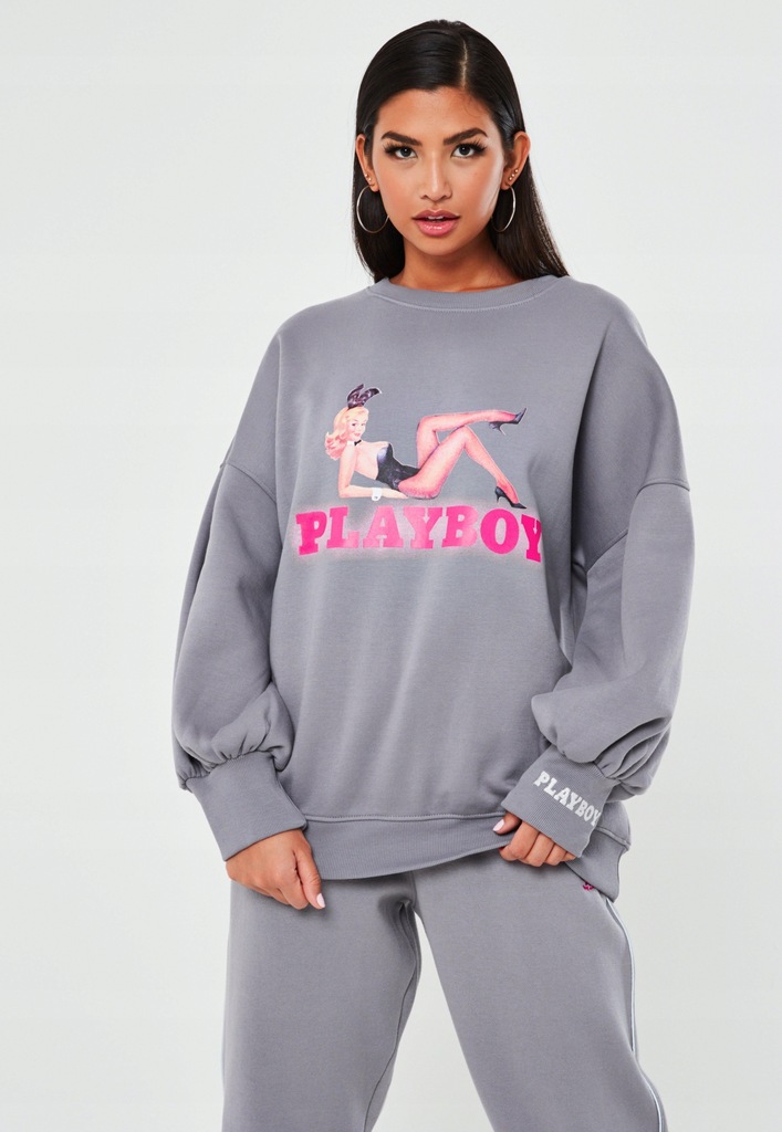 30O161 MISSGUIDED__MI7 BLUZA OVERSIZE PLAYBOY__S