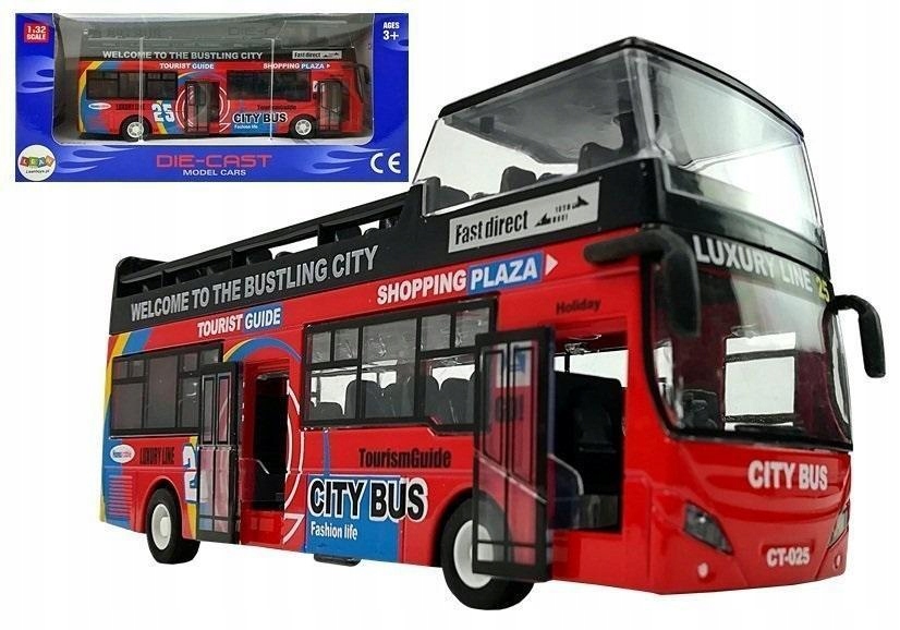 AUTOBUS PIĘTROWY 1:32 CZEROWNY, LEANTOYS