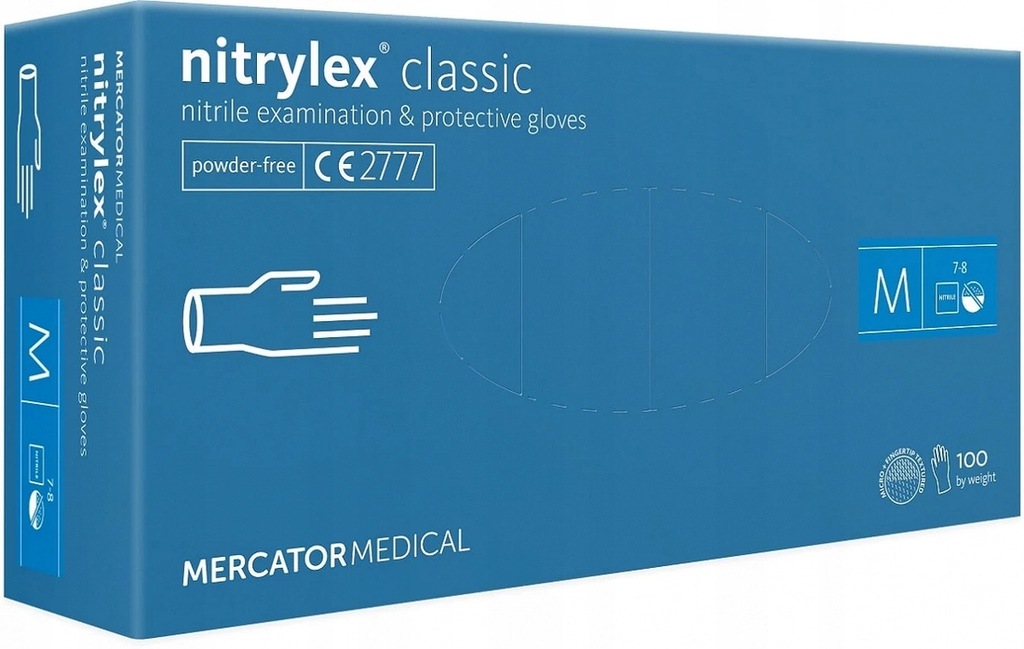 Mercator Nitrylex Classic Rękawiczki nitrylowe bezpudrowe - rozm. M 100szt