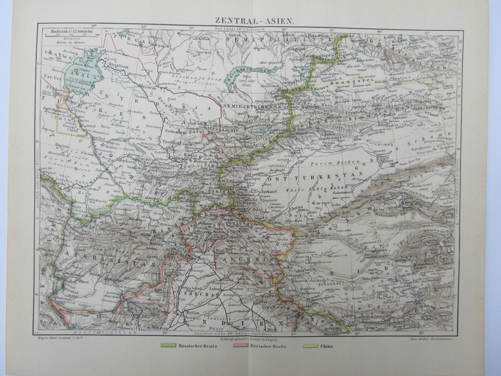 AZJA CENTRALNA mapa 1897 r.