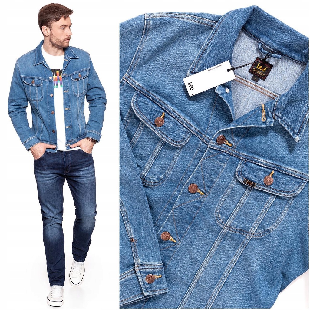 LEE JACKET KURTKA MĘSKA JEANS NIEBIESKA SLIM XXL