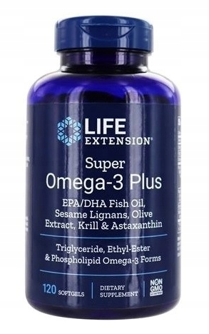 LIFE EXTENSION Omega 3 Plus EPA DHA z sezamem,kryl,astaksantyna 120 kap.