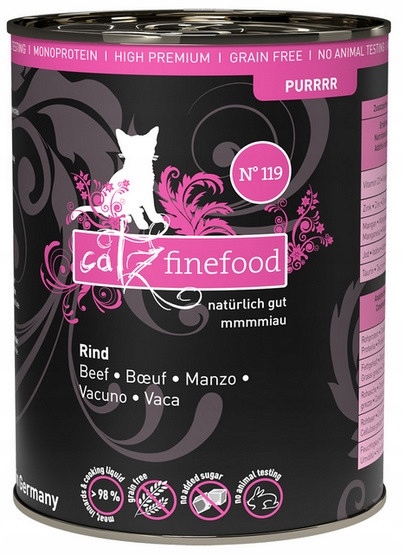 Mokra karma dla kota Catz Finefood Purrrr N.119 Wołowina puszka 400g