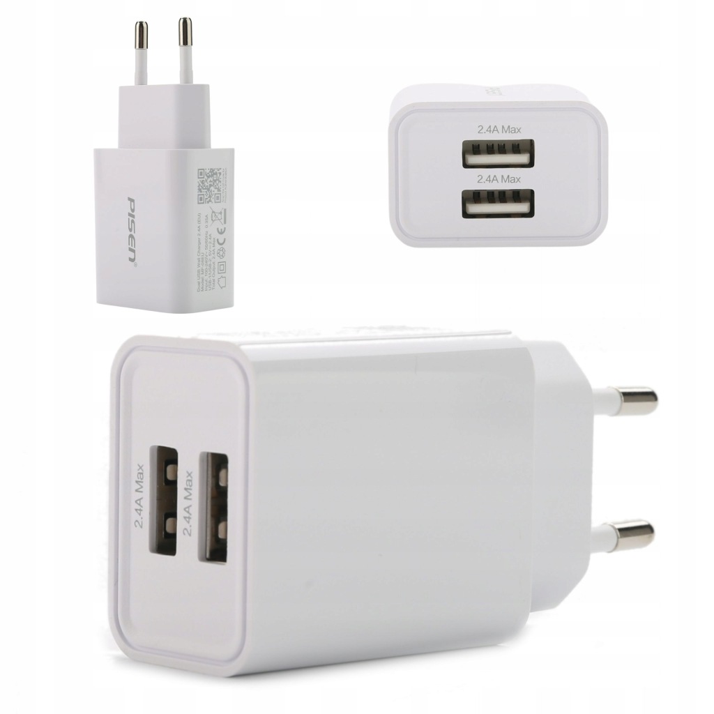 ŁADOWARKA 2x USB DO TELEFONU TABLETU UNIWERSALNA SZYBKA 2.4A PISEN