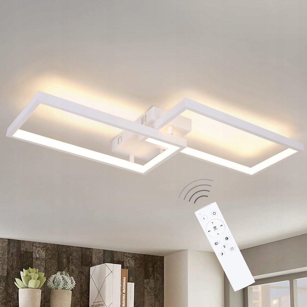 LAMPA SUFITOWA LED PODŁUŻNA NOWOCZESNY ŻYRANDOL Z PILOTEM 35W DO SALONU