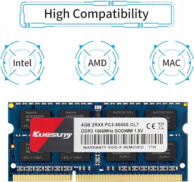 Pamięć RAM DDR3 1033 sodimm kuensuny 4 GB laptop