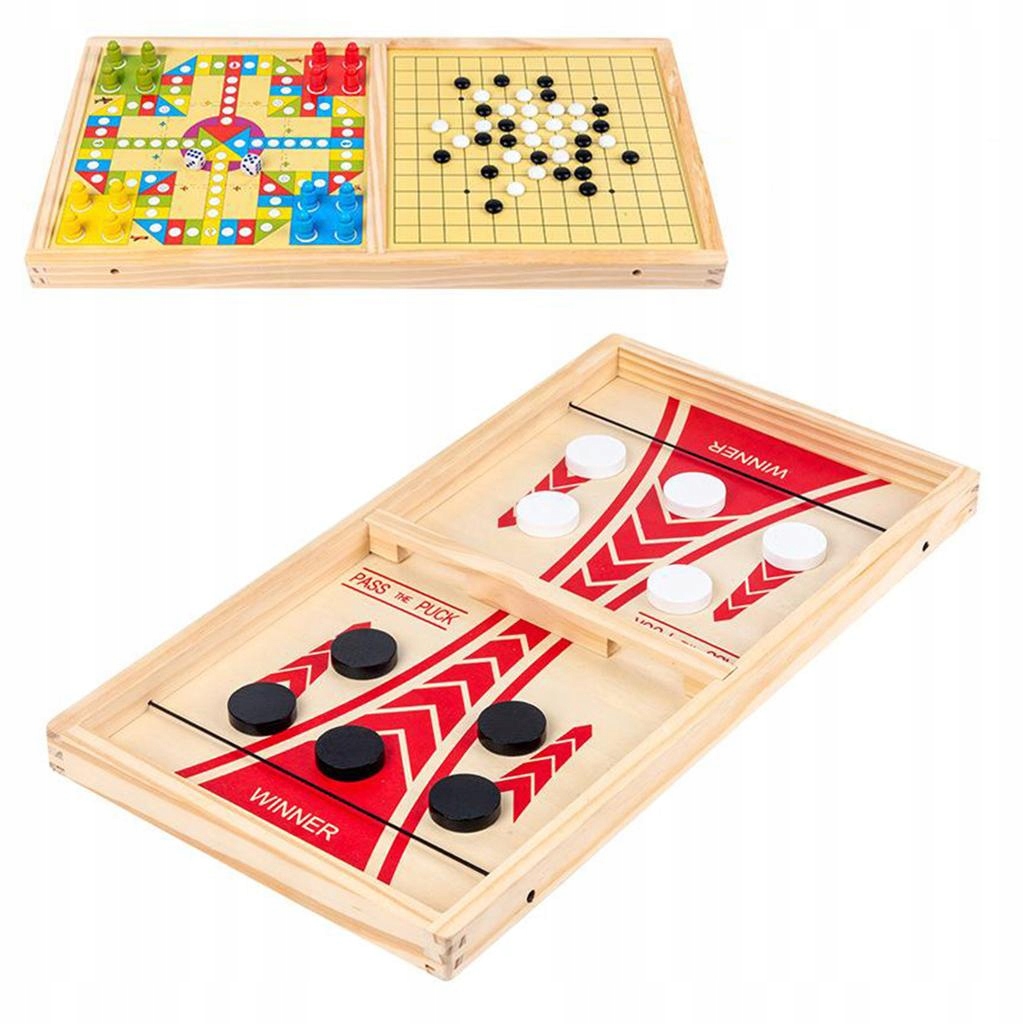 Portable Double Side Large Fast Sling Puck Game Paced Wooden Table large