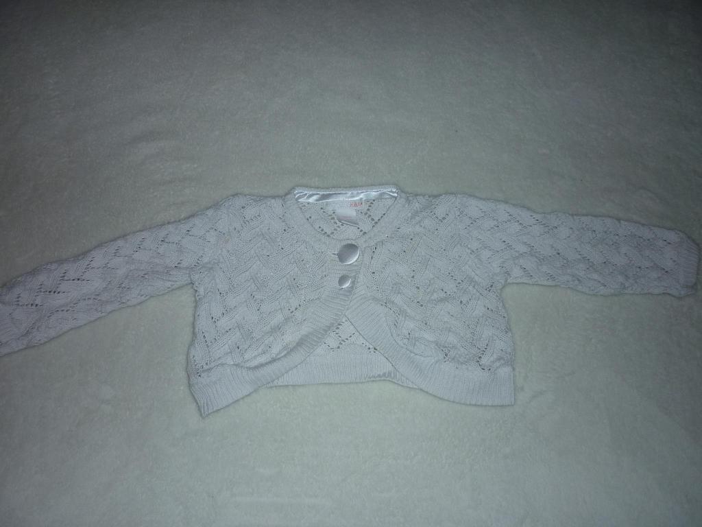 Biały ażurowy sweterek bolerko H&M 80.
