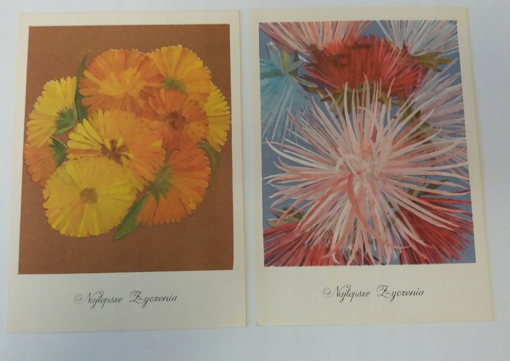 2 pocztówki Najlepsze życzenia Kwiaty (zestaw B)