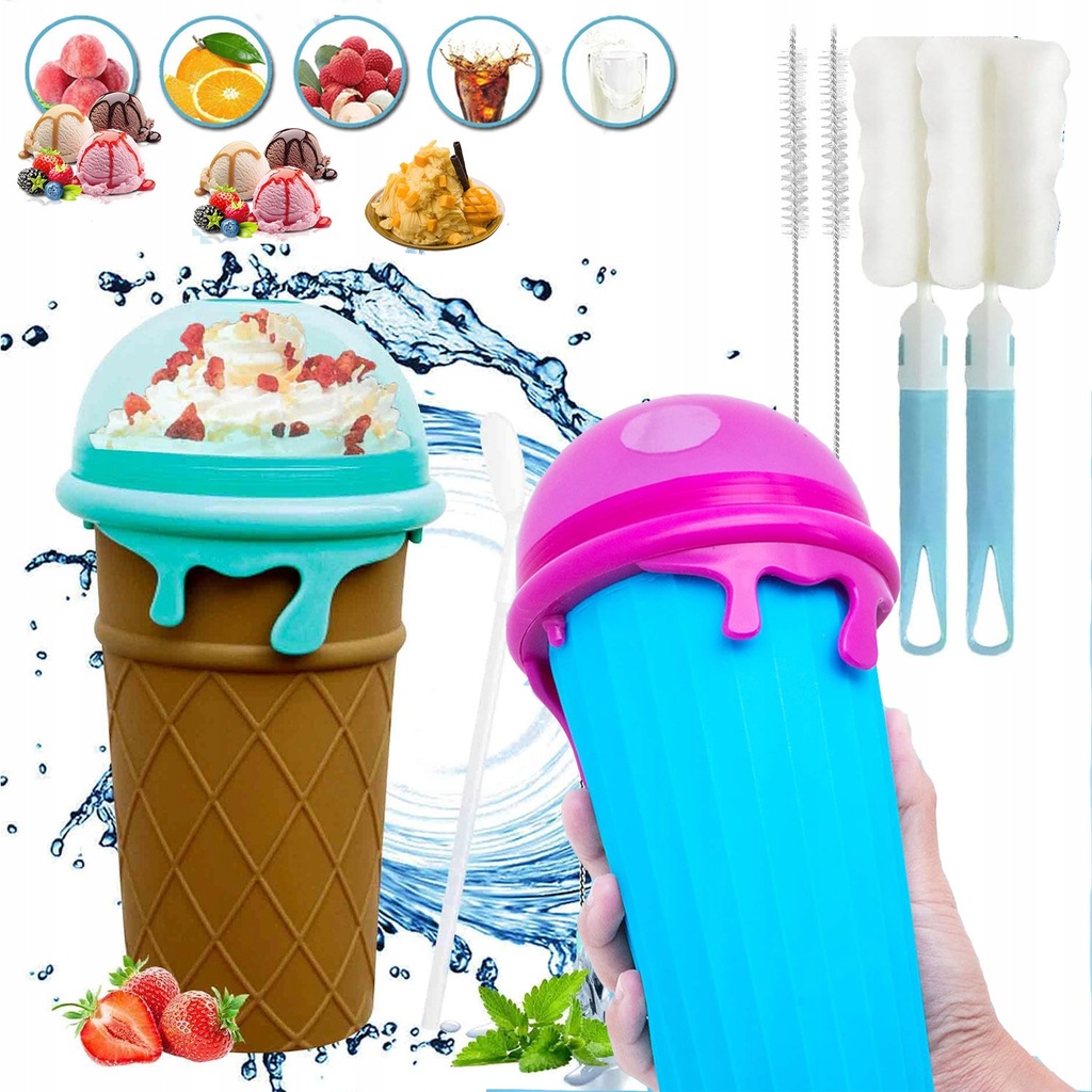 2W1 SILIKONOWY KUBEK, DOMOWY KUBEK DO LODÓW MUSLI DO MROŻONYCH KOKTAJLI 2X