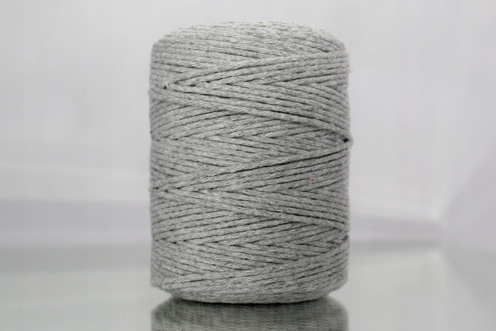 Sznurek bawełniany skręcany DO MAKRAM 150m 2mm SZARY