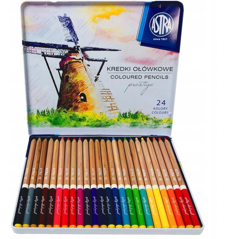 Kredki Cedar Astra Prestige 24 kolory metalowe