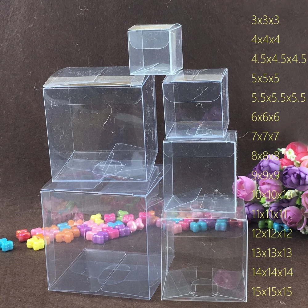 50pcs Square Plastic Box Storage PVC Box Clear Transparent Boxes For Gift