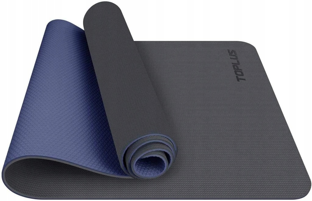 Mata do jogi TPE 183x61 cm antypoślizgowa 6 mm grubości z paskiem szaro-nie