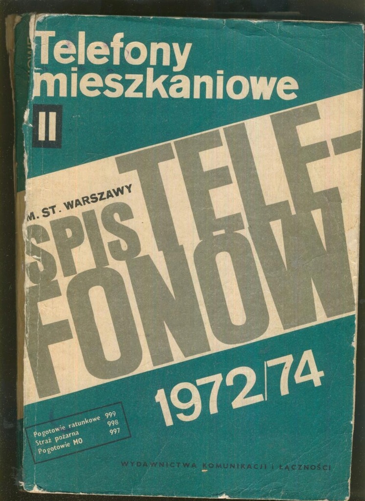 Spis telefonów mieszkaniowych Warszawa 1972/74