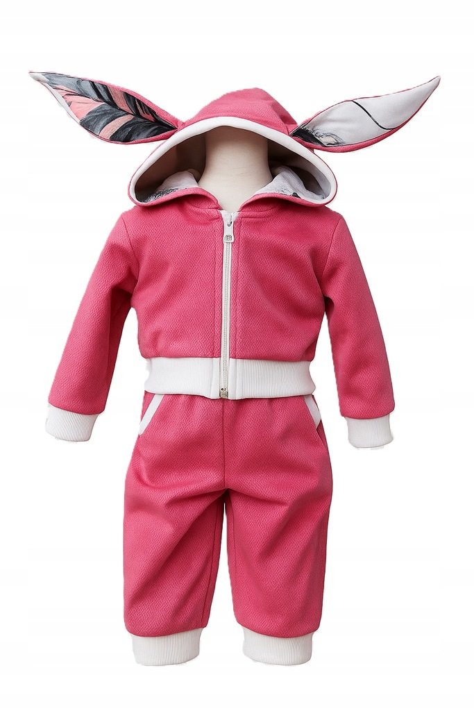 Ubranko dla Lalki Reborn 55cm Dres różowy Bluza z kapturem + spodnie