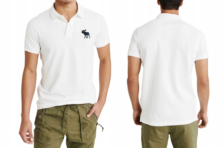 ABERCROMBIE POLO Z LOGO BIAŁY M SLIM HOLLISTER