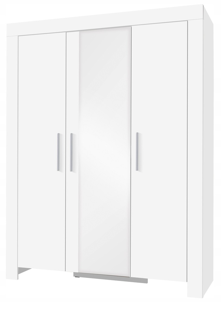 Szafa 3-drzwiowa biała z lustrem półkami drążkiem