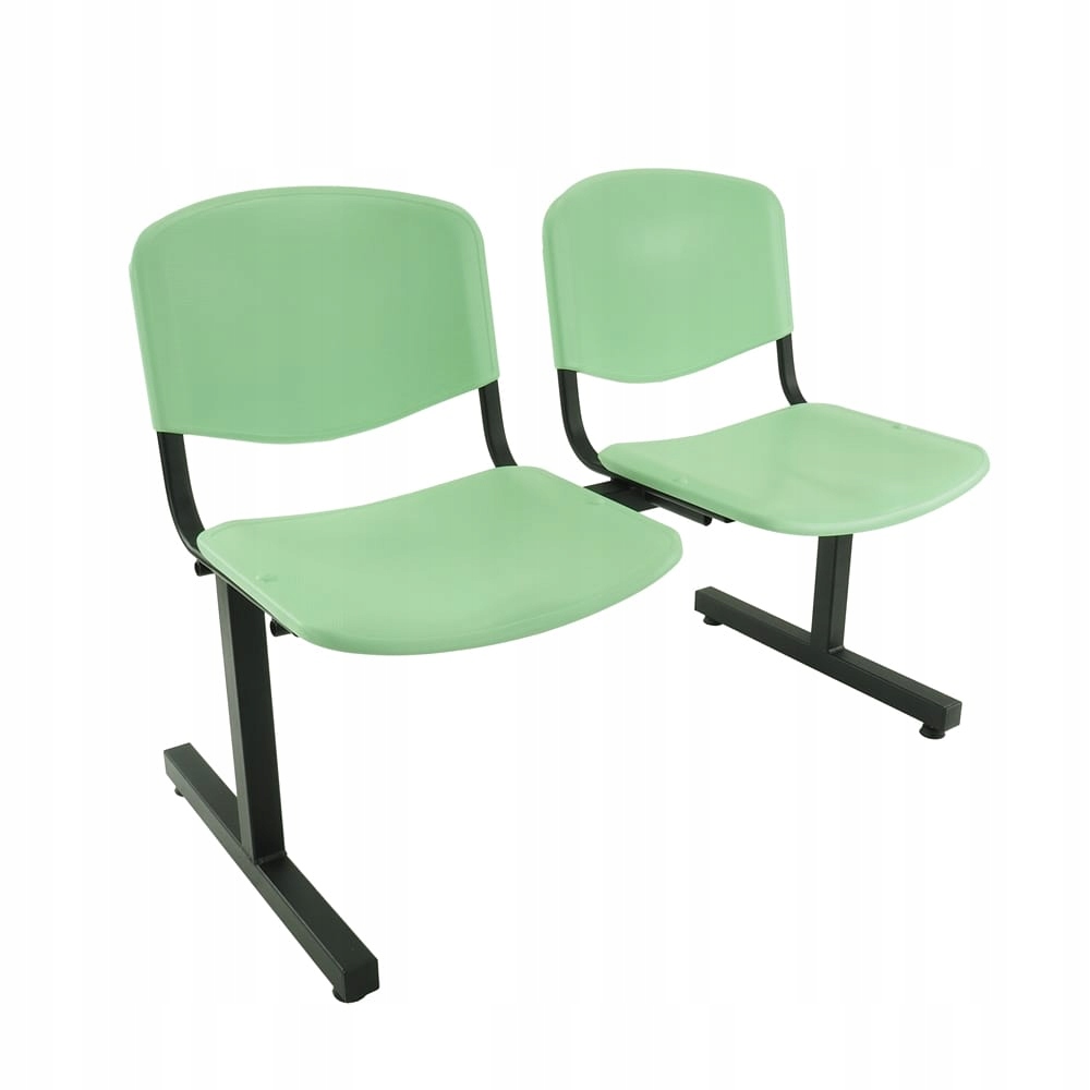 Ławka 2-os ISO - plastik jasnozielony | stelaż czarny