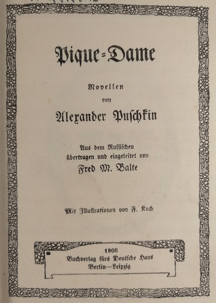 Pique-Dame - Alexander Puschkin 1908 Puszkin