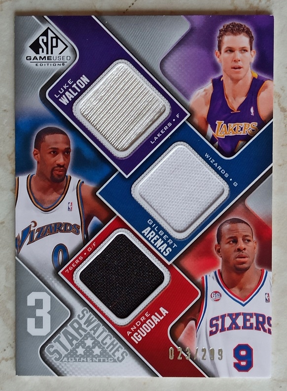 SP GAME USED 2009-10 LUKE WALTON GILBERT ARENAS ANDRE IGUODALA JERSEY /299