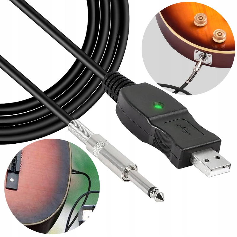 KABEL USB DO GITARY JACK 6,3 INTERFEJS 3M PRZEWÓD