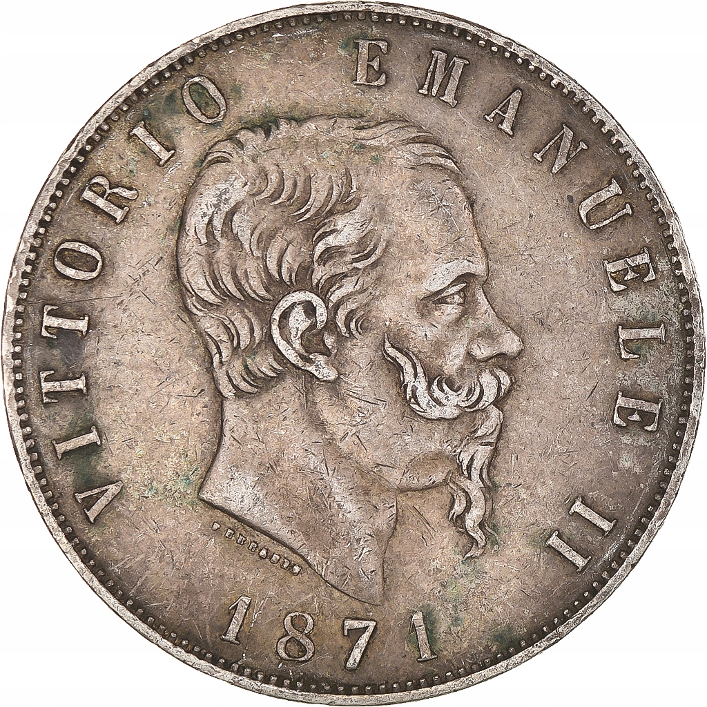 Moneta, Włochy, Vittorio Emanuele II, 5 Lire, 1871