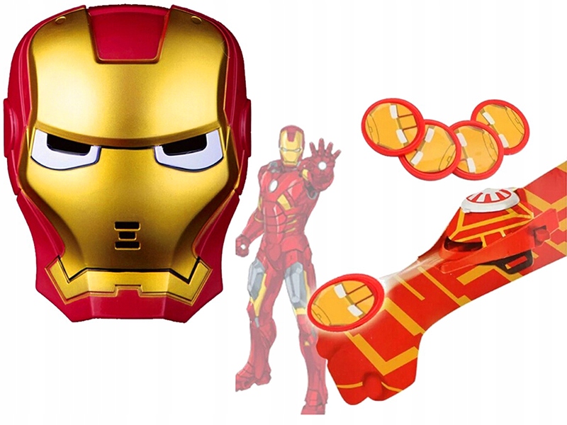 IRON MAN RĘKAWICA z wyrzutnią + dyski + MASKA led