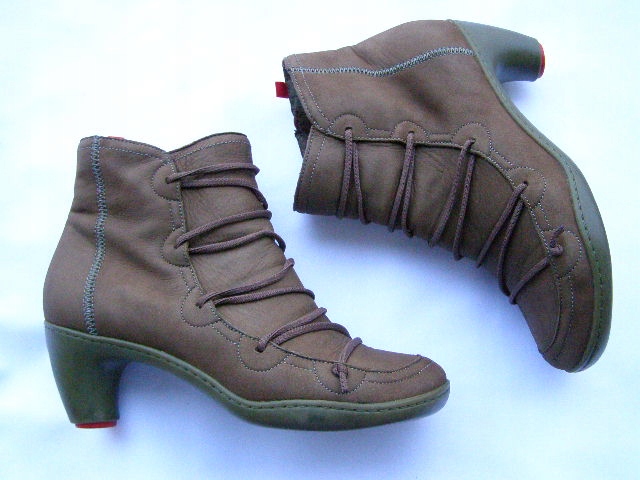 CAMPER zielone niesamowite skórzane botki ROZ.38 JAK NOWE