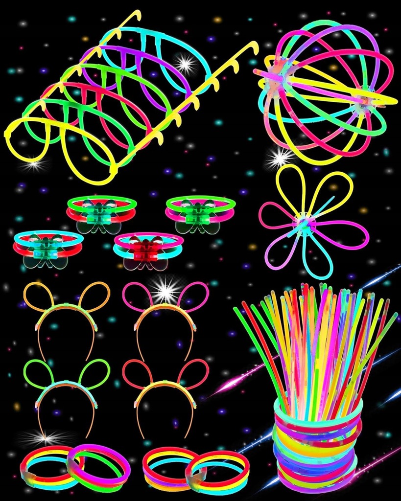 Carehabi Zestaw świetlików na imprezę Pałeczek fluorescencyjnych 98 sztuk