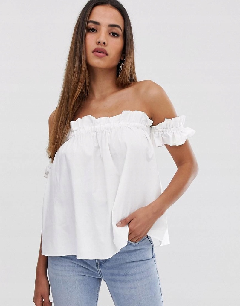 ASOS DESIGN__XPX BIAŁY TOP Z MARSZCZENIEM__XS