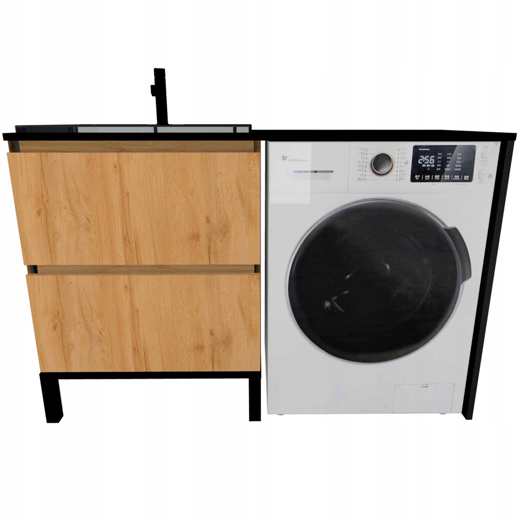 Szafka pod umywalkę z UMYWALKA 60cm + blat 124 CM nad PRALKĘ__POD__WYMIAR__
