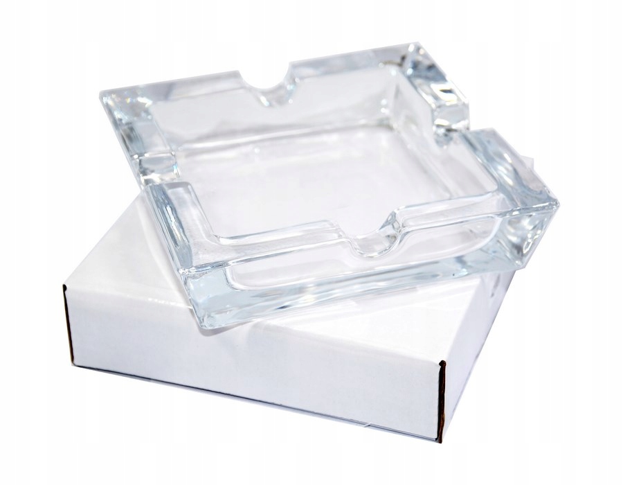 Popielnica 4 cygara szklana przeźroczysta kwadrat