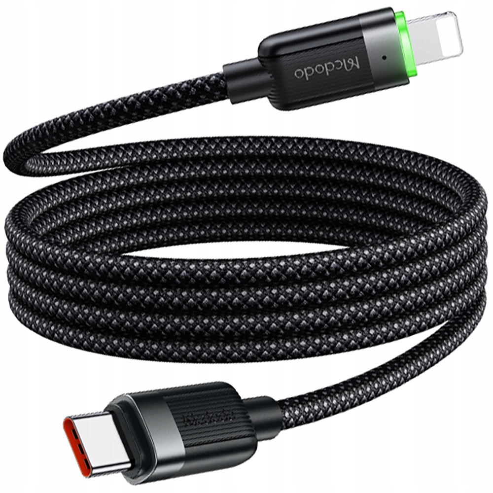 MCDODO ŁADOWARKA KABEL USB-C LIGHTNING SZYBKIEGO ŁADOWANIA DO IPHONE 1M LED