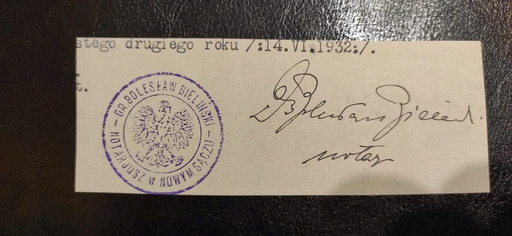 Stempel Dr. Bolesław Bieliński Nowy Sącz