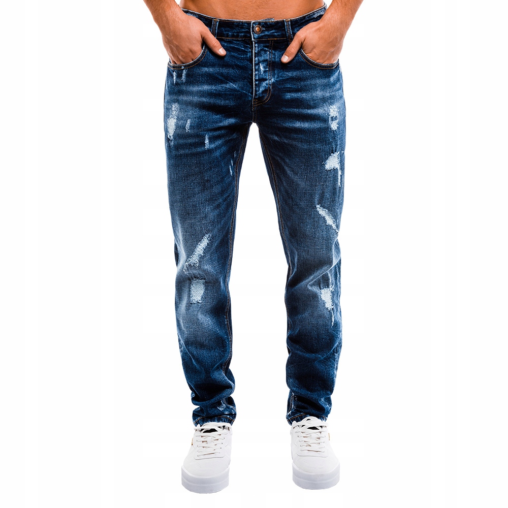 Spodnie męskie jeansy dziury P861 niebieskie M