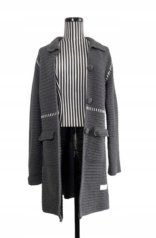ODD MOLLY 20 Grandma Crochet Coat Vintage Grey M