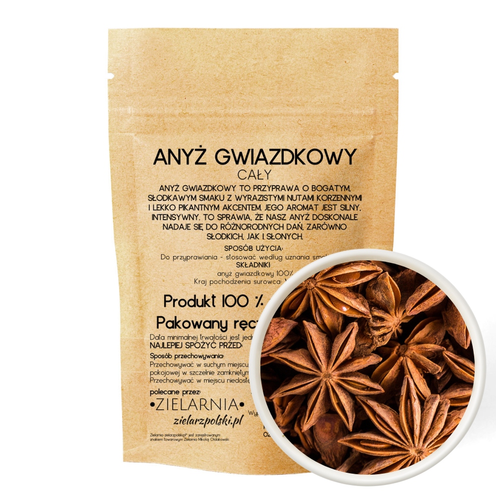 Anyż gwiazdkowy cały 50g ZIELARZPOLSKI.PL