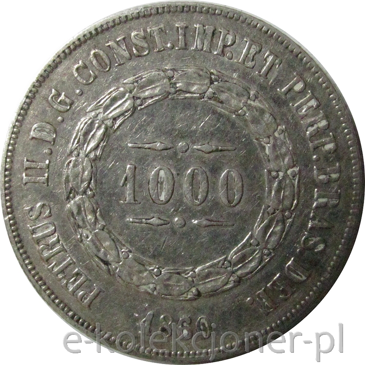 1000 REIS 1860 - STAN ( 3+) - BRAZYLIA 2