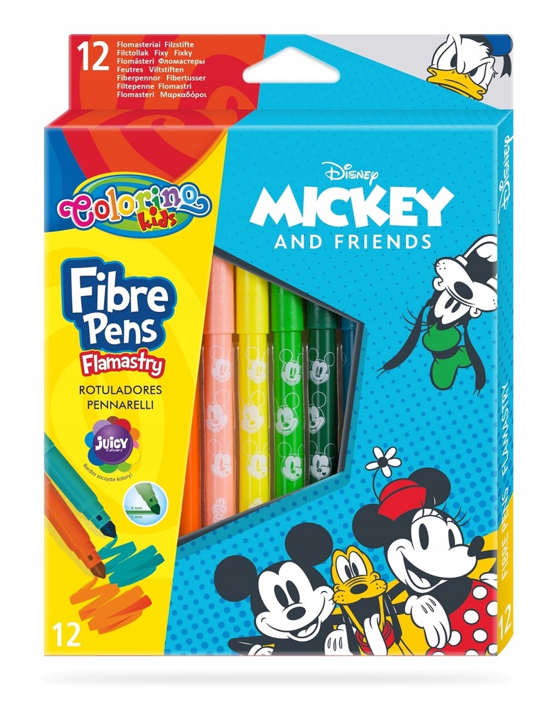 Flamastry Colorino Kids 12 kolorów Mickey