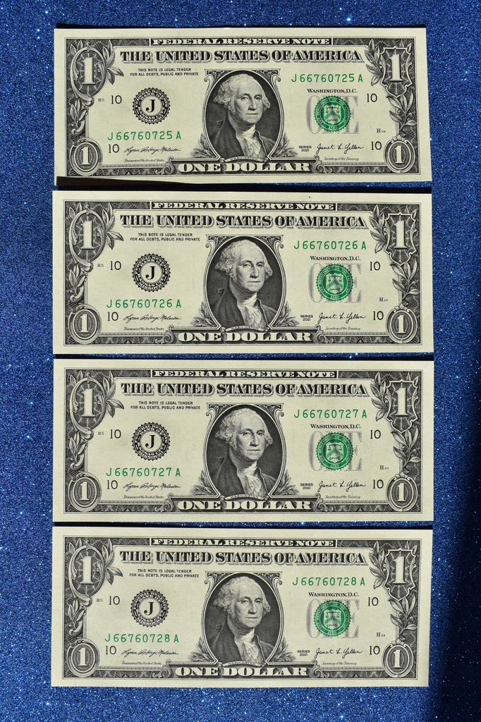 ZESTAW 4x1 DOLLAR, USA, 2021r, "J" KANSAS