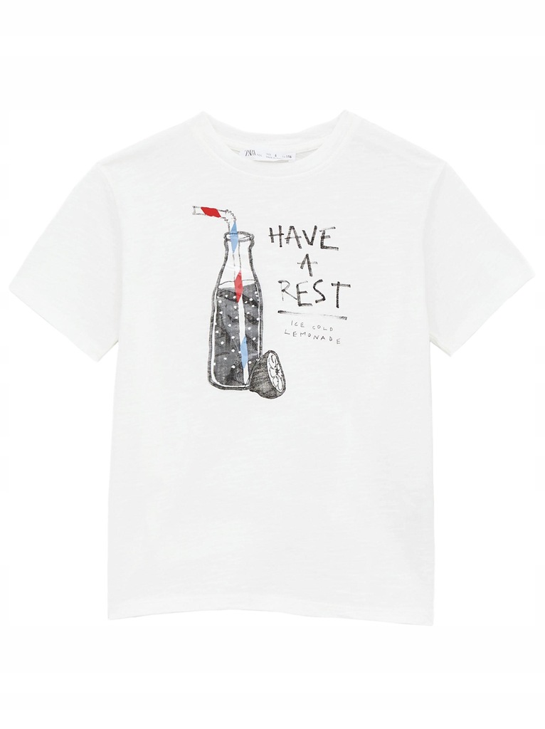 P2S017 ZARA KIDS__MK4 BIAŁY T-SHIRT NADRUK__122