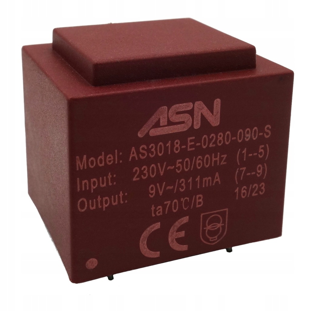 Transformator zalewany do wlutowania trafo 9V 311mA 2,8VA trafo