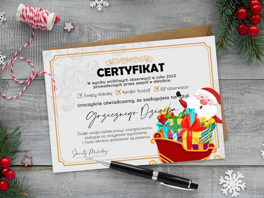 Купить СЕРТИФИКАТ ДИПЛОМ ХОРОШЕГО РЕБЕНКА + ПОДПИСЬ САНТЫ - плотная ...