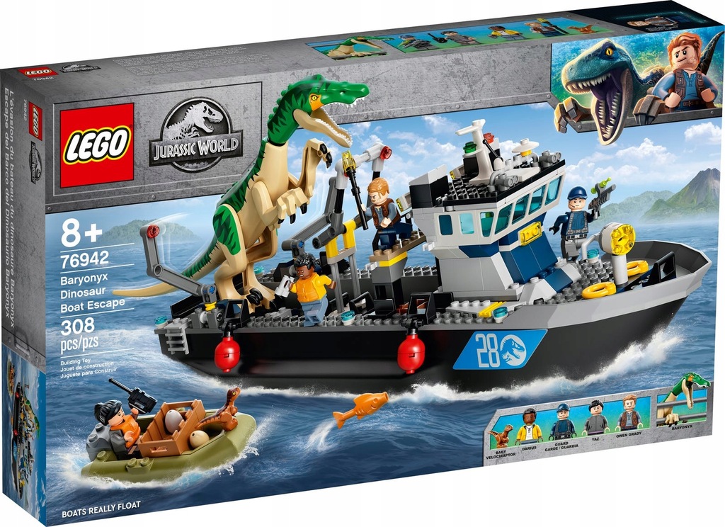 LEGO JURASSIC 76942 Barionyks i ucieczka łodzią