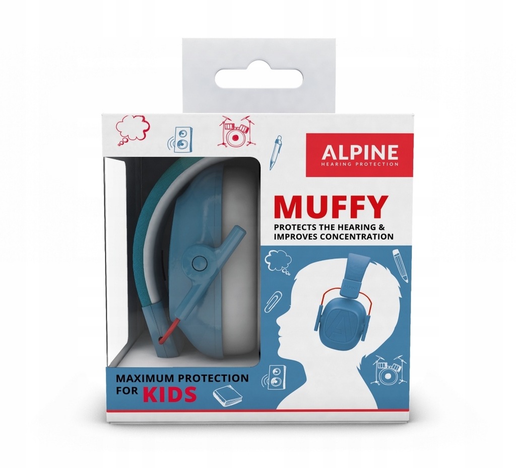 Ochronniki słuchu nauszniki słuchawki Alpine Muffy Kids niebieskie
