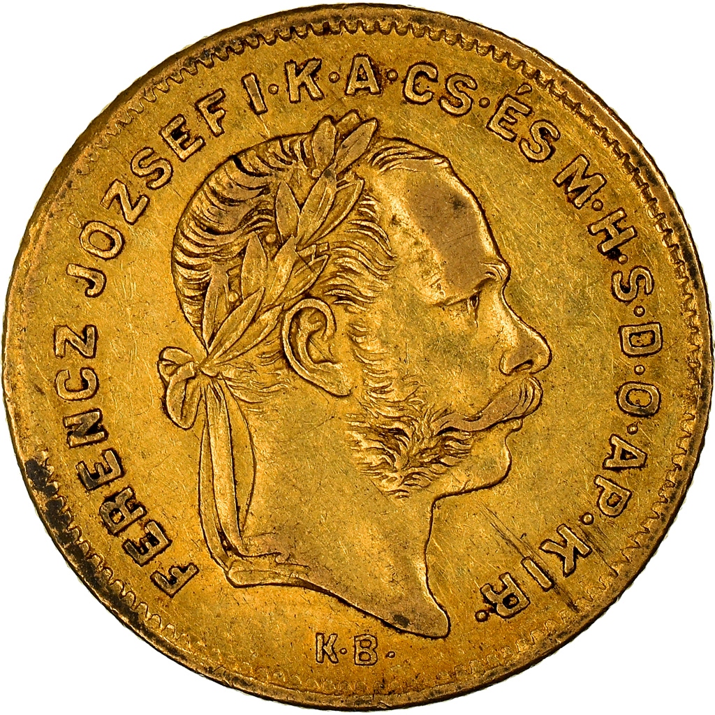 Moneta, Węgry, Franz Joseph I, 4 Forint 10 Francs,