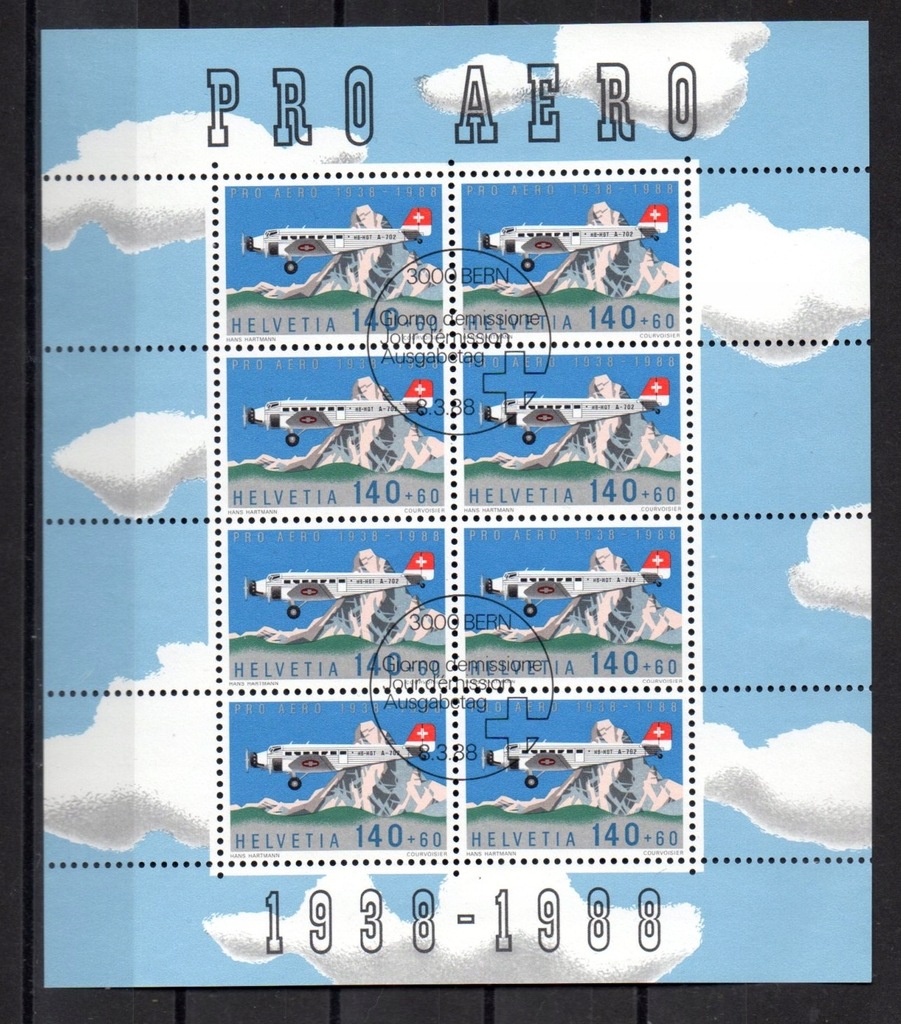 SAMOLOTY LOTNICTWO - znaczki pocztowe, blok.